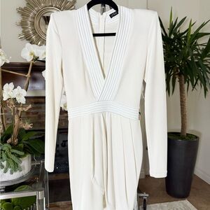 Zhivago Cream Long Sleeve V-Neck Dress